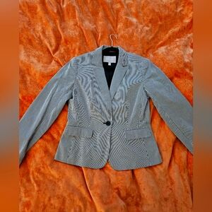 Banana Republic Navy and White Pinstriped Blazer